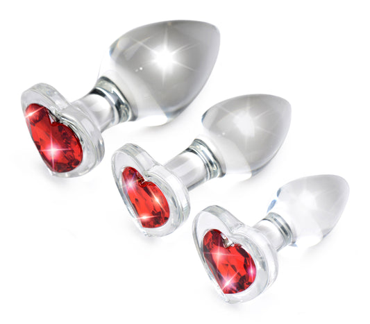 Red Heart Gem Glass Anal Plug Set BTYS-AG433 Red Heart Gem Glass Anal Plug Set BTYS-AG433