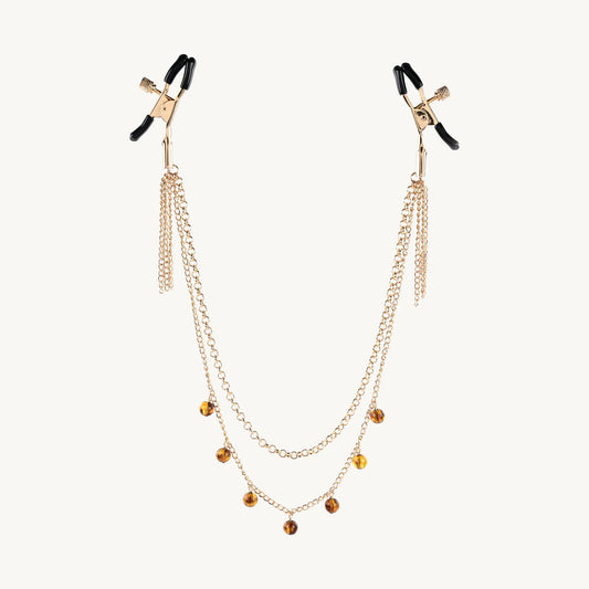 Sincerely Amber Chained Nipple Clamps SS52106 Sincerely Amber Chained Nipple Clamps SS52106