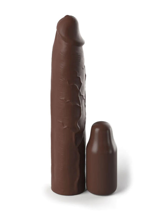 Fantasy X-Tensions Elite 9 Inch Sleeve With 3 Inch Plug - Brown PD4153-29 Fantasy X-Tensions Elite 9 Inch Sleeve With 3 Inch Plug - Brown PD4153-29