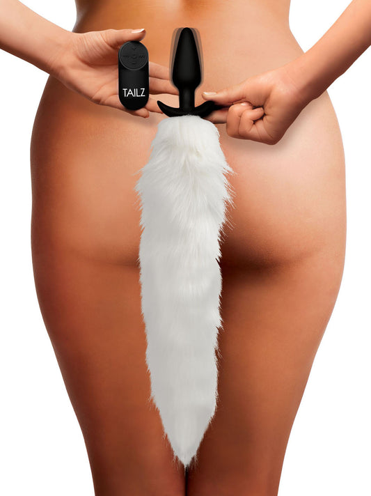 Vibrating White Fox Tail Slender Anal Plug TZ-AG246 Vibrating White Fox Tail Slender Anal Plug TZ-AG246