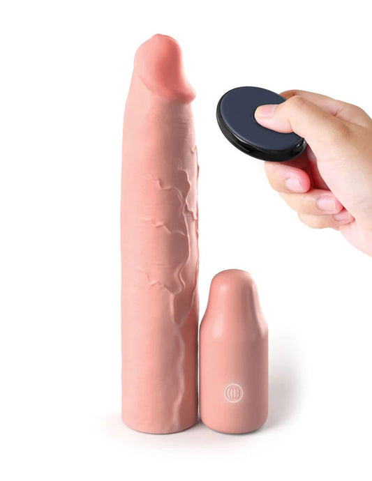 Fantasy X-Tensions Elite 9 Inch Sleeve Vibrating  3 Inch Plug With Remote - Light PD4155-21 Fantasy X-Tensions Elite 9 Inch Sleeve Vibrating  3 Inch Plug With Remote - Light PD4155-21