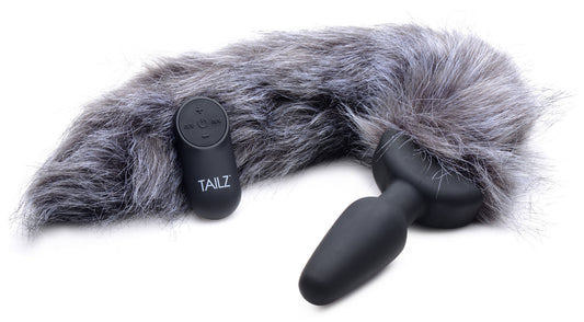 Grey Fox Tail Vibrating Anal Plug TZ-AG187 Grey Fox Tail Vibrating Anal Plug TZ-AG187