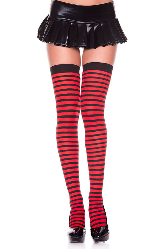 Striped Thigh Hi - One Size - Red / Black ML-4741-REDBLK Striped Thigh Hi - One Size - Red / Black ML-4741-REDBLK
