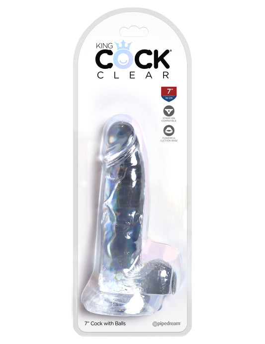 King Cock Clear 7 Inch Cock With Balls PD5754-20 King Cock Clear 7 Inch Cock With Balls PD5754-20