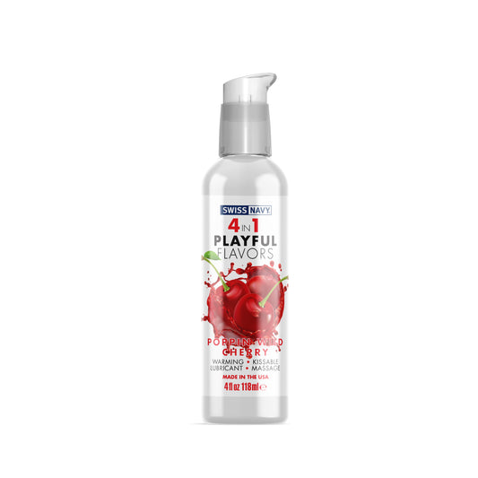 Swiss Navy 4-in-1 Playful Flavors - Pop'n Wild  Cherry - 4 Fl. Oz. MD-SN4N1FPWC4 Swiss Navy 4-in-1 Playful Flavors - Pop'n Wild  Cherry - 4 Fl. Oz. MD-SN4N1FPWC4