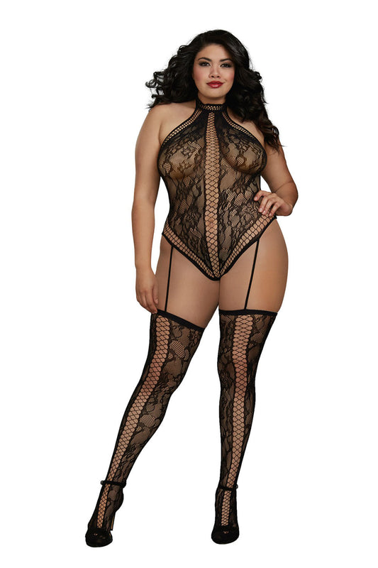 Teddy Bodystocking - Queen Size - Black DG-0329XBLKQ Teddy Bodystocking - Queen Size - Black DG-0329XBLKQ