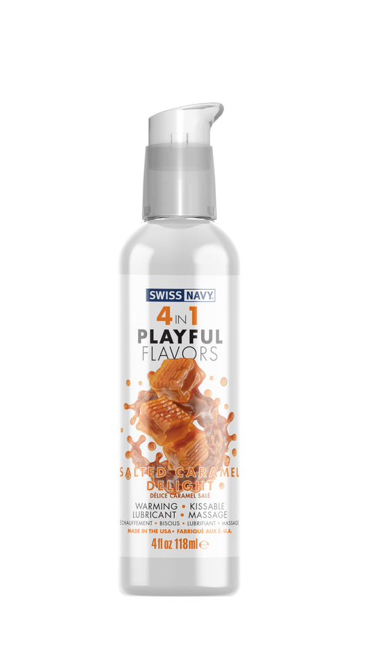 Swiss Navy 4-in-1 Playful Flavors - Salted Caramel  Delight - 4 Fl. Oz. MD-SN4N1FSCD4 Swiss Navy 4-in-1 Playful Flavors - Salted Caramel  Delight - 4 Fl. Oz. MD-SN4N1FSCD4