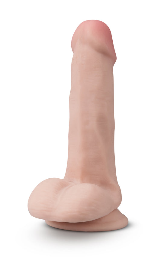 Dr. Skin Plus - 6 Inch Posable Dildo With Balls -  Vanilla BL-14903 Dr. Skin Plus - 6 Inch Posable Dildo With Balls -  Vanilla BL-14903