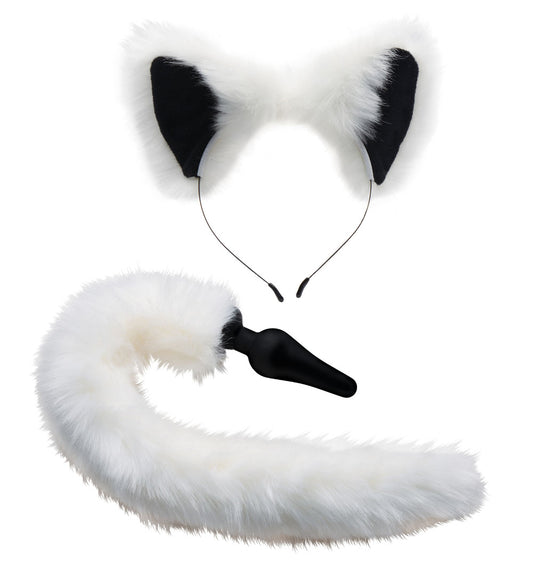 White Fox Tail Anal Plug and Ears Set TZ-AF603 White Fox Tail Anal Plug and Ears Set TZ-AF603