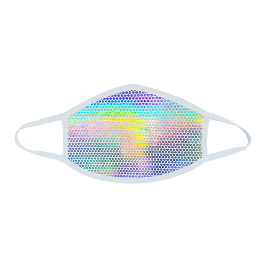 Liquid Party Pure Holographic White Dust Mask  With Silver Trim NN-MSKM-LPPSIL Liquid Party Pure Holographic White Dust Mask  With Silver Trim NN-MSKM-LPPSIL