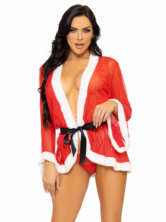 3 Pc Santa Robe and G-String Set - S/m - Red LA-86140SM 3 Pc Santa Robe and G-String Set - S/m - Red LA-86140SM