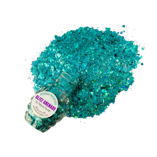 Mermaid Magnifique Turquoise Cosmetic Glitter Glitz Grenade Keychain in Aloe Gel NN-GG-MM-01A Mermaid Magnifique Turquoise Cosmetic Glitter Glitz Grenade Keychain in Aloe Gel NN-GG-MM-01A