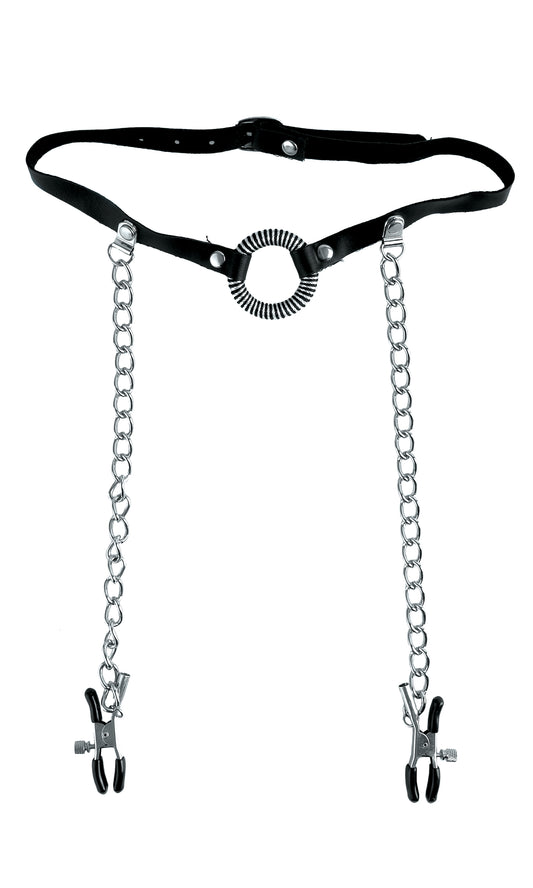Fetish Fantasy Series O-Ring Gag With Nipple Clamps PD3845-23 Fetish Fantasy Series O-Ring Gag With Nipple Clamps PD3845-23