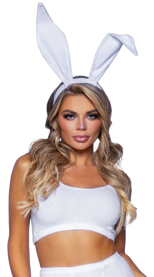 Bendable Velvet Bunny Ears - White LA-A2868-WHT Bendable Velvet Bunny Ears - White LA-A2868-WHT