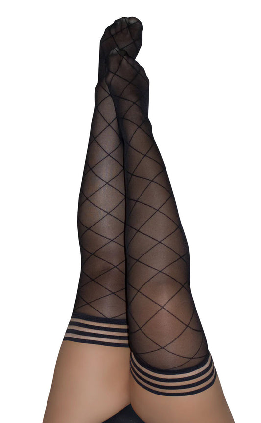 Anna - Diamond Thigh High - Size D - Black KX-1321D-BLK-D Anna - Diamond Thigh High - Size D - Black KX-1321D-BLK-D