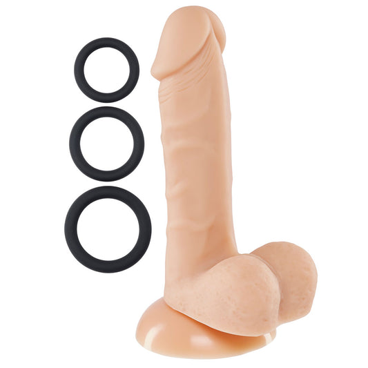 Pro Sensual Premium Silicone 6 Inch Dong With 3  Cockrings - Flesh WTC852820 Pro Sensual Premium Silicone 6 Inch Dong With 3  Cockrings - Flesh WTC852820