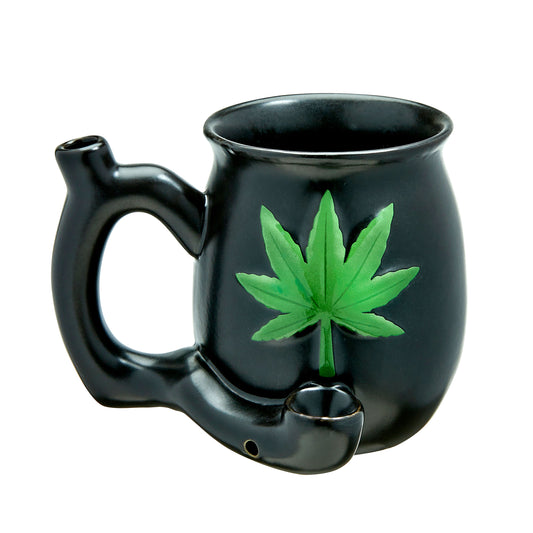 Black Matt Mug With Embossed Green Leaf - Roast  and Toast FC-82504 Black Matt Mug With Embossed Green Leaf - Roast  and Toast FC-82504