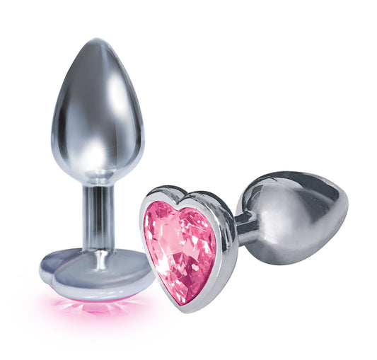The 9's the Silver Starter Heart Bejeweled Stainless Steel Plug - Pink ICB2609-2 The 9's the Silver Starter Heart Bejeweled Stainless Steel Plug - Pink ICB2609-2