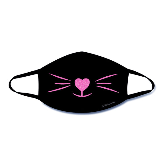Meow-Za Pink Glitter Kitty Face Mask With Black  Trim NN-MSKM-KITBLA Meow-Za Pink Glitter Kitty Face Mask With Black  Trim NN-MSKM-KITBLA