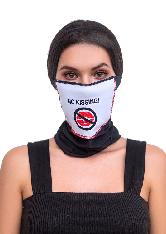 Face/ Neck Bandana Reversable- Black/ Red Lips Print - One Size GE-250-OS Face/ Neck Bandana Reversable- Black/ Red Lips Print - One Size GE-250-OS