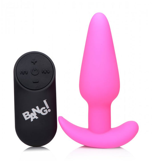 21x Silicone Butt Plug With Remote - Pink BNG-AG563-PNK 21x Silicone Butt Plug With Remote - Pink BNG-AG563-PNK