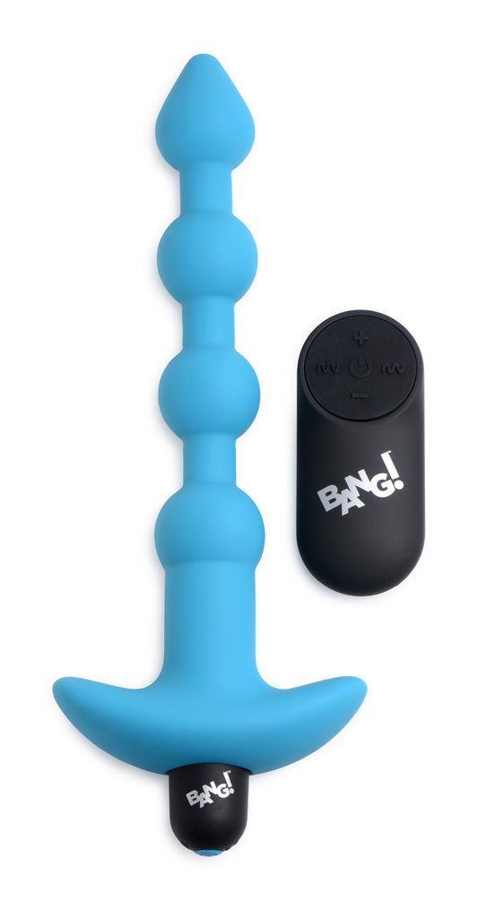 Bang - Vibrating Silicone Anal Beads and Remote  Control - Blue BNG-AG614-BLU Bang - Vibrating Silicone Anal Beads and Remote  Control - Blue BNG-AG614-BLU