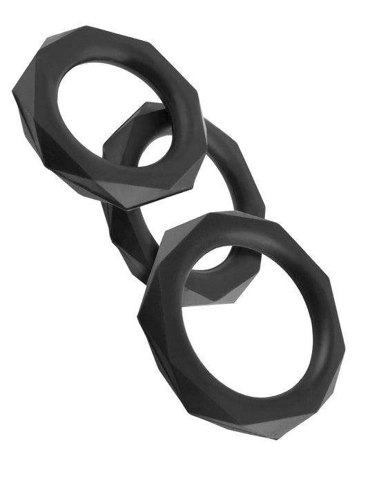 Fantasy C-Ringz Silicone Designer Stamina Set  Black PD5967-23