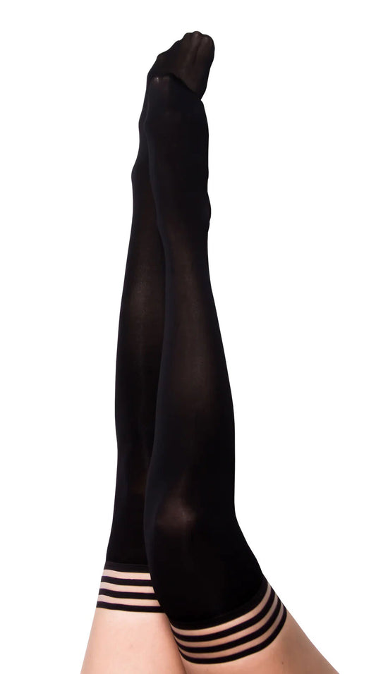 Danielle - Black Opaque Thigh High - Size B - Black KX-1319B-BLK-B