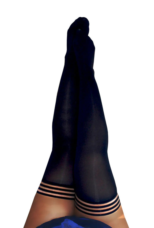 Danielle - Black Opaque Thigh High - Size D -  Black KX-1319D-BLK-D