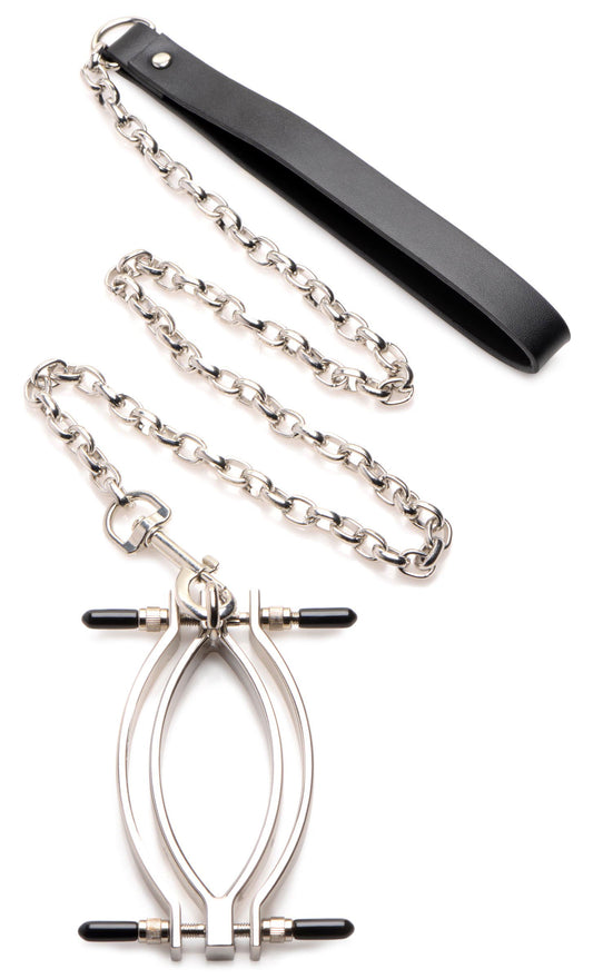 Pussy Tugger Adjustable Pussy Clamp With Leash -  Silver MS-AG931
