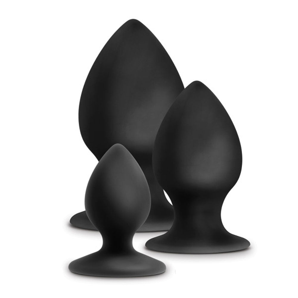 Anal Adventures - Platinum - Silicone Anal Stout  Plug Kit - Black BL-381215