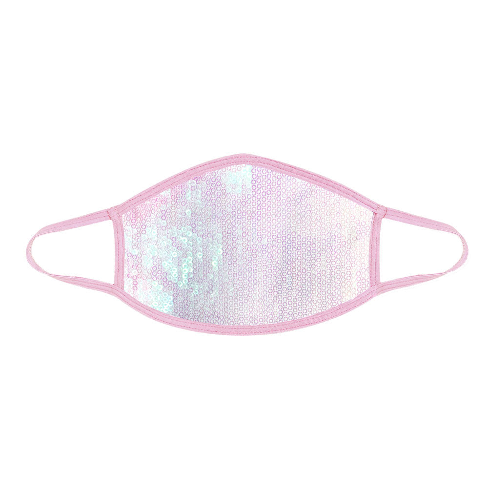 Ballet Sorbet White Sequin Dust Mask With Pastel Pink Trim NN-MSKM-BSO-PPI