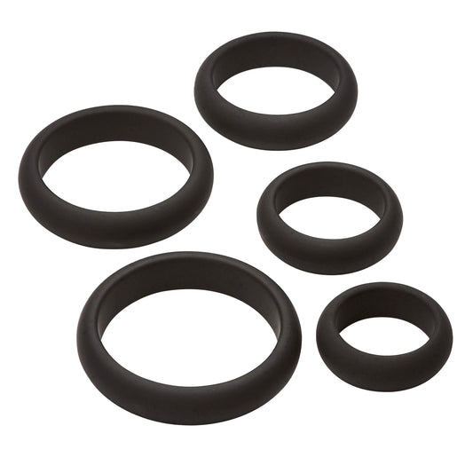 Cloud 9 Comfort Cock Rings With Flat Back 5 Pack - Black WTC961