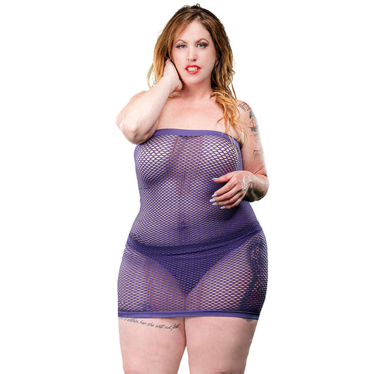 All Over Mesh Tube Dress - Violet - 1x-4x BH-69569CD-VL