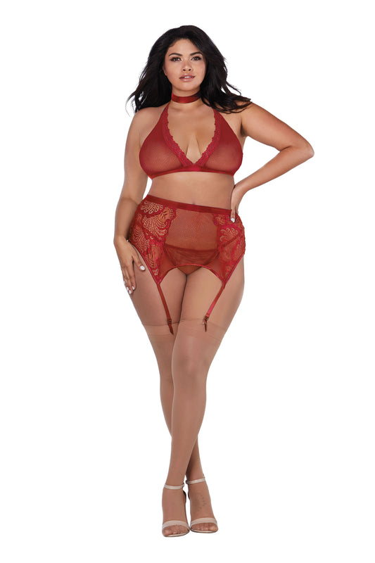 Bra, Garterbelt, & G-String - Queen - Garnet DG-11776GARQ