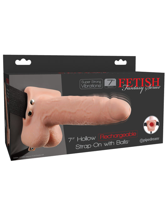 Fetish Fantasy Series 7 Inch Hollow Rechargeable Strap-on With Balls - Flesh PD3391-21