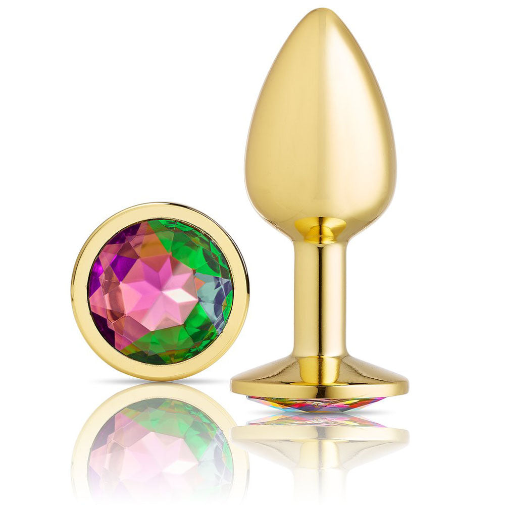 Cloud 9 Novelties Anal Gems Jeweled Gold Chromed Anal Plug - Medium WTC310