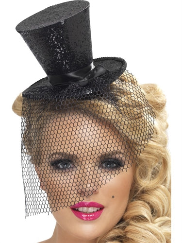 Mini Top Hat on Headband - Black FV-32927 Mini Top Hat on Headband - Black FV-32927