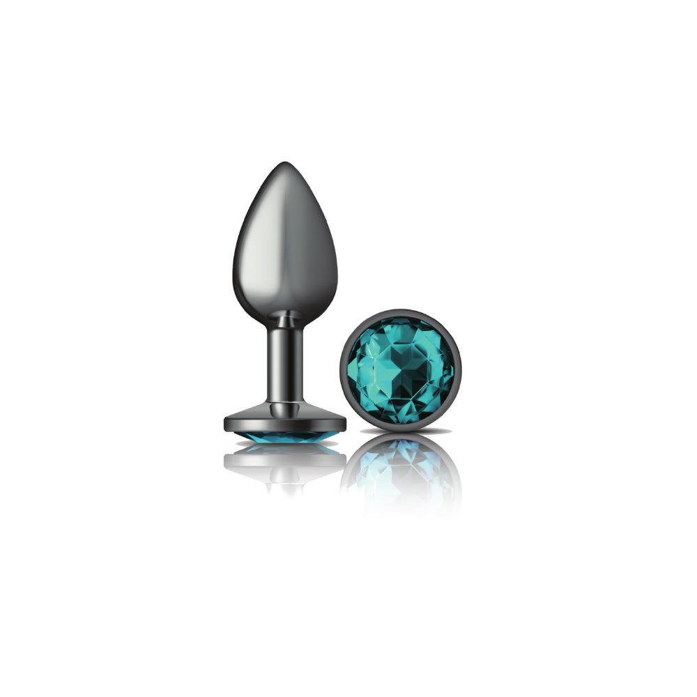 Cheeky Charms-Gunmetal Metal Butt Plug- Round-Teal-Small VB-CC9120